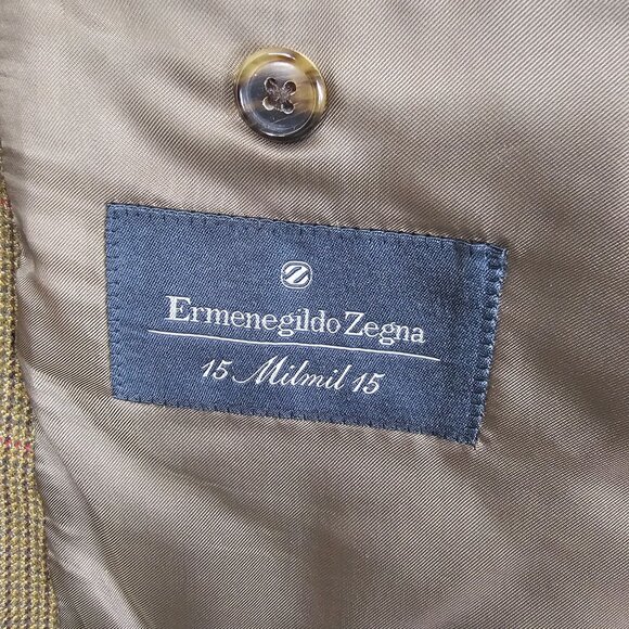 Ermenegildo Zegna Blazer Jacket 15 Milmil 15 Wool 46L Brown Check Ivy League - Picture 3 of 13